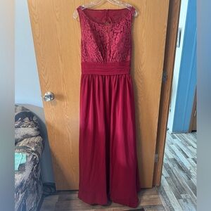 Bridesmaids dress burgundy with lace top